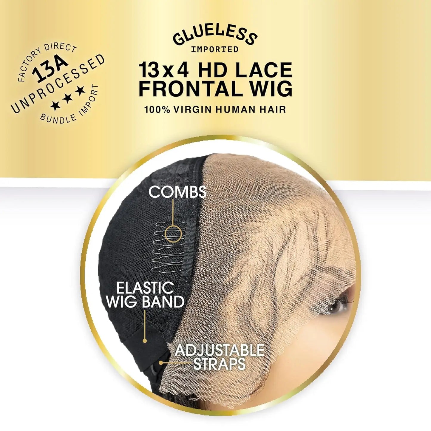 Sensationnel Unprocessed Virgin Human Hair 13X4 HD Lace Frontal Wig Glueless 13A Bohemian20"&28" - Long Curly Style, Tangle Free