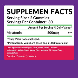Melatonin Gummies - Sleep Aid, Relieve Stress, Fall Asleep Quickly, Improve Sleep Quality, Promote Deep Sleep - 60 Gummies