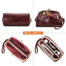 Load image into Gallery viewer, Genuine Leather Women Clutch Wallet Kiss Lock Design Luxury Female Purse Handbag Large Capacity Long Wallet Bag Phone Pocket
