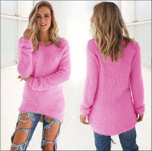 Load image into Gallery viewer, 2024 Women Warm Sweaters Solid Color O Neck Loose Knitted Pullover Long Sweater Casual Blouse Lady Hipster Comfortable Clothing
