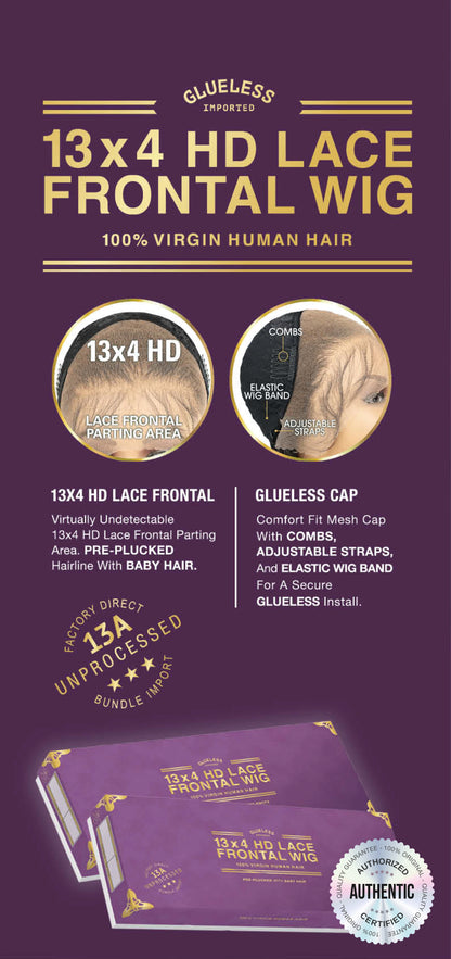 Sensationnel Unprocessed Virgin Human Hair 13X4 HD Lace Frontal Wig Glueless 13A Bohemian20"&28" - Long Curly Style, Tangle Free