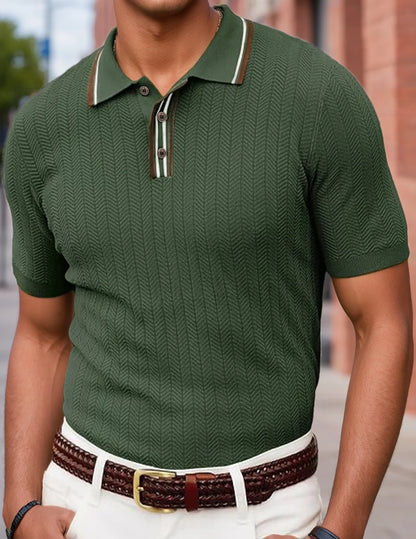 Men's Knitted Short Sleeve Textured Pullover Sweater, Stylish and Comfortable, Suitable for Casual Spring and Summer Wear"