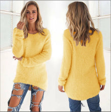 Load image into Gallery viewer, 2024 Women Warm Sweaters Solid Color O Neck Loose Knitted Pullover Long Sweater Casual Blouse Lady Hipster Comfortable Clothing

