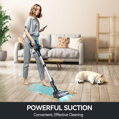INSE Cordless Vacuum Cleaner, 20Kpa Lightweight Stick Vacuum with 2200mAh Battery, for Hard Floor Carpet Hair Car Cleaning