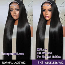Load image into Gallery viewer, YKB 30 Inch Bone Straight Glueless Wigs Human Hair 5x5 6x6 HD Lace Closure Wig Preplucked Ready To Wear Peruvian Raw 200 Density
