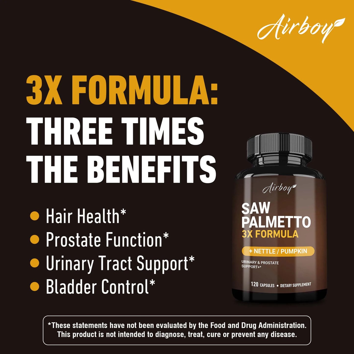 Saw Palmetto Capsules - Men's Prostate Health, Prevent Hair Loss, Relieve Frequent Urinary Incontinence - 120 Capsules