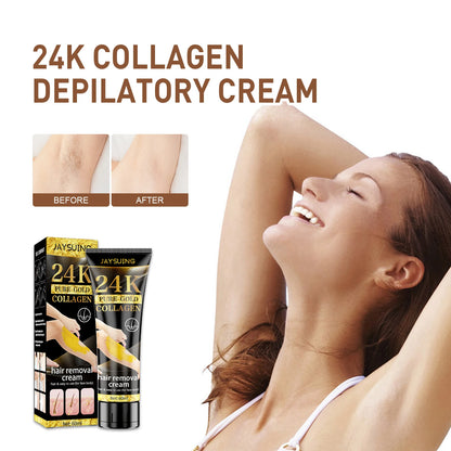24k Pure Gold Collagen Easy Hair Removal Ladies Hair Root Softening Inhibit Hair Growth Women Body & Facial Hair Remover Cream