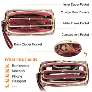 Genuine Leather Women Clutch Wallet Kiss Lock Design Luxury Female Purse Handbag Large Capacity Long Wallet Bag Phone Pocket