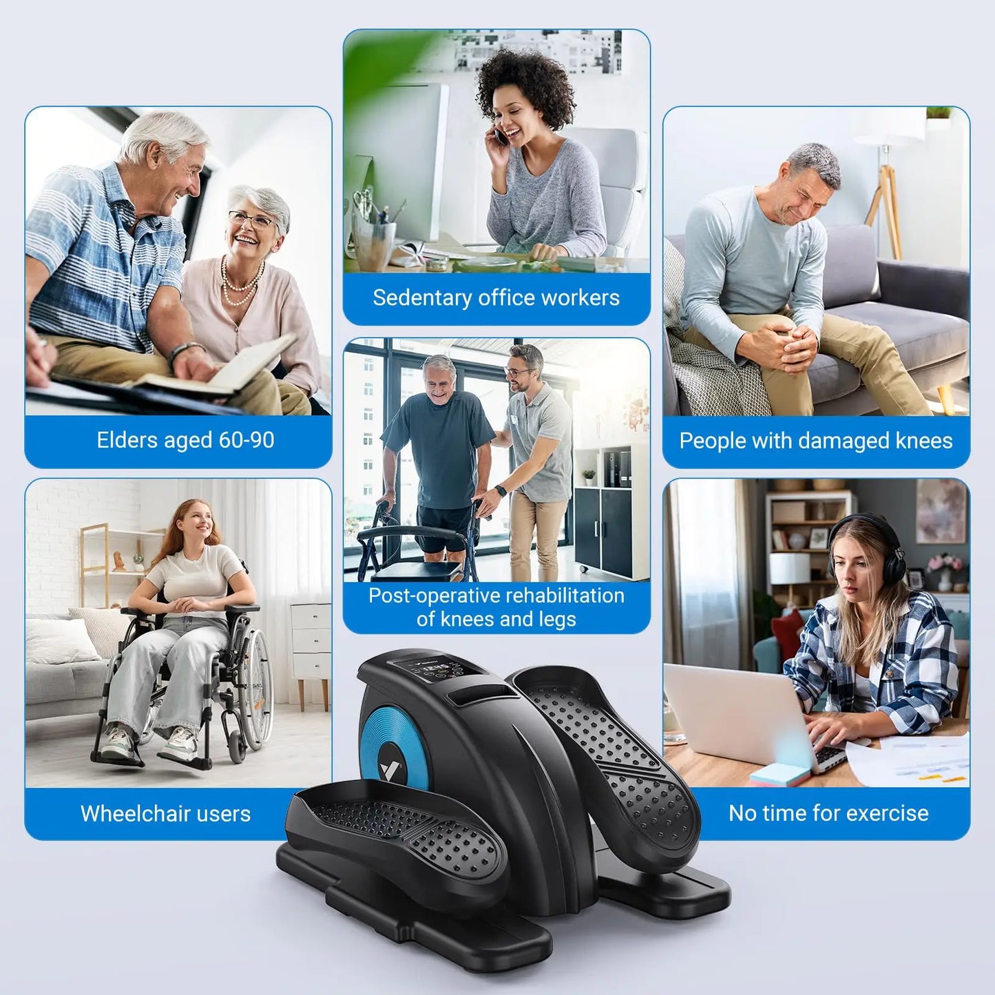 MERACH Under Desk Elliptical Machine Leg Exerciser for Seniors Adults Portable Quiet Electric Seated Pedal Exerciser 12 Speeds