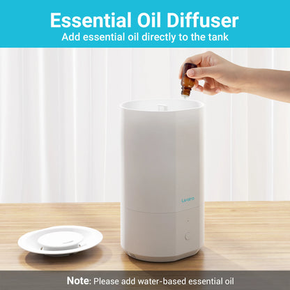4L Top Fill Humidifier for Bedroom, Cool Mist with Ultrasonic Quiet, Auto Shut-off and Easy to Clean,  40Hrs Runtime, White