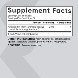 Astaxanthin - Promotes Cardiovascular Health and Accelerates Metabolism, Supports Eye and Joint Health - 60 Capsules