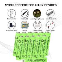 Load image into Gallery viewer, 20 Packs 1.2V AAA 700mAh Ni-MH Rechargable Batteries Button Top for Outdoor Garden Yard Lanterns Lights String Lights
