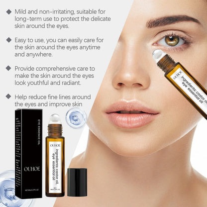 Ouhoe 8ml Castor Oil Anti Dark Circles Eye Serum Roller Moisturize Skin Tighten Remove Eye Bag Puffiness Nourishing Eye Serum