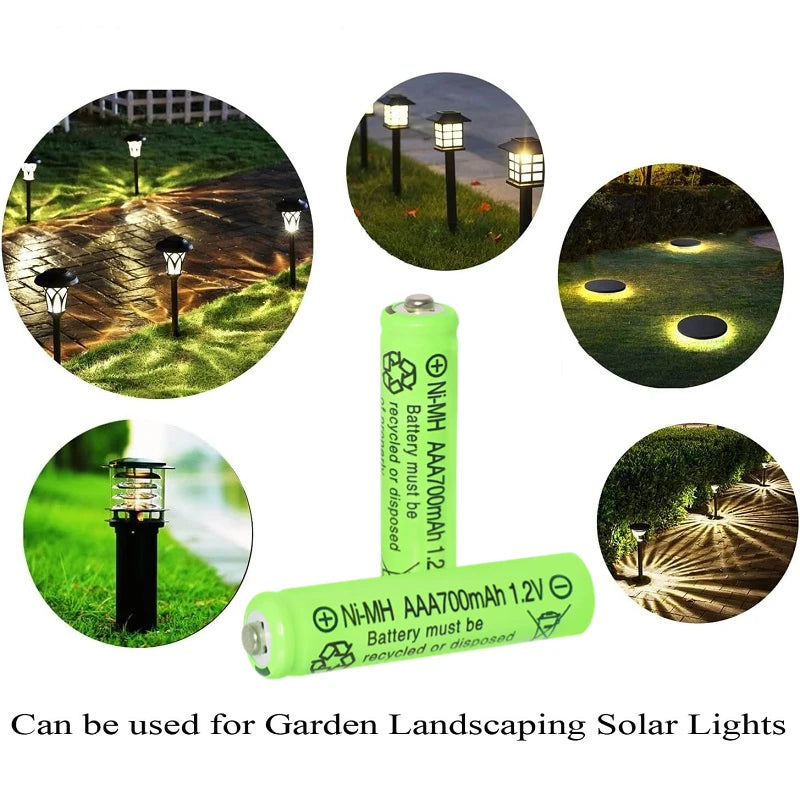 20 Packs 1.2V AAA 700mAh Ni-MH Rechargable Batteries Button Top for Outdoor Garden Yard Lanterns Lights String Lights
