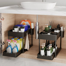 Load image into Gallery viewer, 2Pcs 2-Tier Sliding Cabinet Organizer, Pull-Out Under Sink Rack, Double-Layer Storage Shelf for Kitchen &amp; Bathroom
