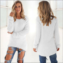Load image into Gallery viewer, 2024 Women Warm Sweaters Solid Color O Neck Loose Knitted Pullover Long Sweater Casual Blouse Lady Hipster Comfortable Clothing
