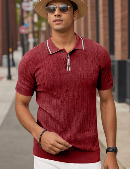 Men's Knitted Short Sleeve Textured Pullover Sweater, Stylish and Comfortable, Suitable for Casual Spring and Summer Wear"