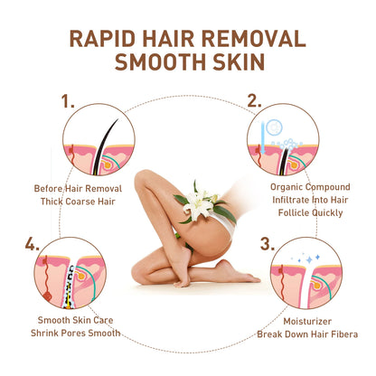 24k Pure Gold Collagen Easy Hair Removal Ladies Hair Root Softening Inhibit Hair Growth Women Body & Facial Hair Remover Cream