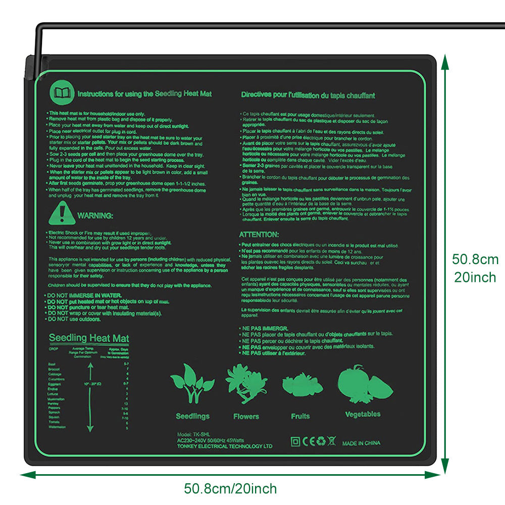 10/25/50CM Seedling Heat Mat Indoor Plants Germination Waterproof Heating Pad Propagation Clone Starter Mat EU/US/AU/UK Plug