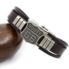 Load image into Gallery viewer, Trendy American Route 66 Printed Pattern Bracelet Men's Bracelet Metal Multilayer Leather Bracelet Accessories New Party Jewelry
