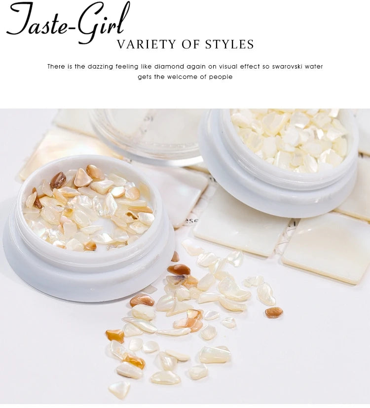 1 Pot Nails Abalone Shell Fragments Texture Natural Sea Shell 3d Charm Nail Art Decoration Slice DIY Beauty Salon Tools new