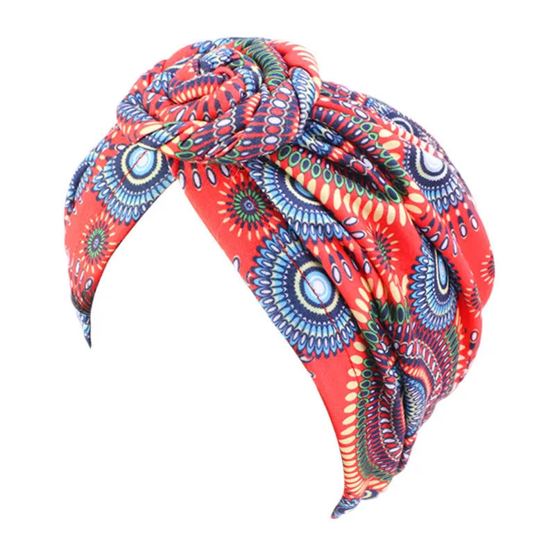 Women tie Turban Hat bohemian style cotton top knot turban african twist headwrap Ladies Hair Accessories India Hat Chemo Cap