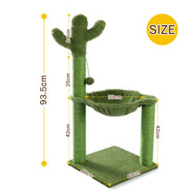 Load image into Gallery viewer, Cactus Cat Scratching Post with Sisal Rope Cat Scratcher Tree Towel with Comfortable Spacious Hammock Cats Climbing Frame
