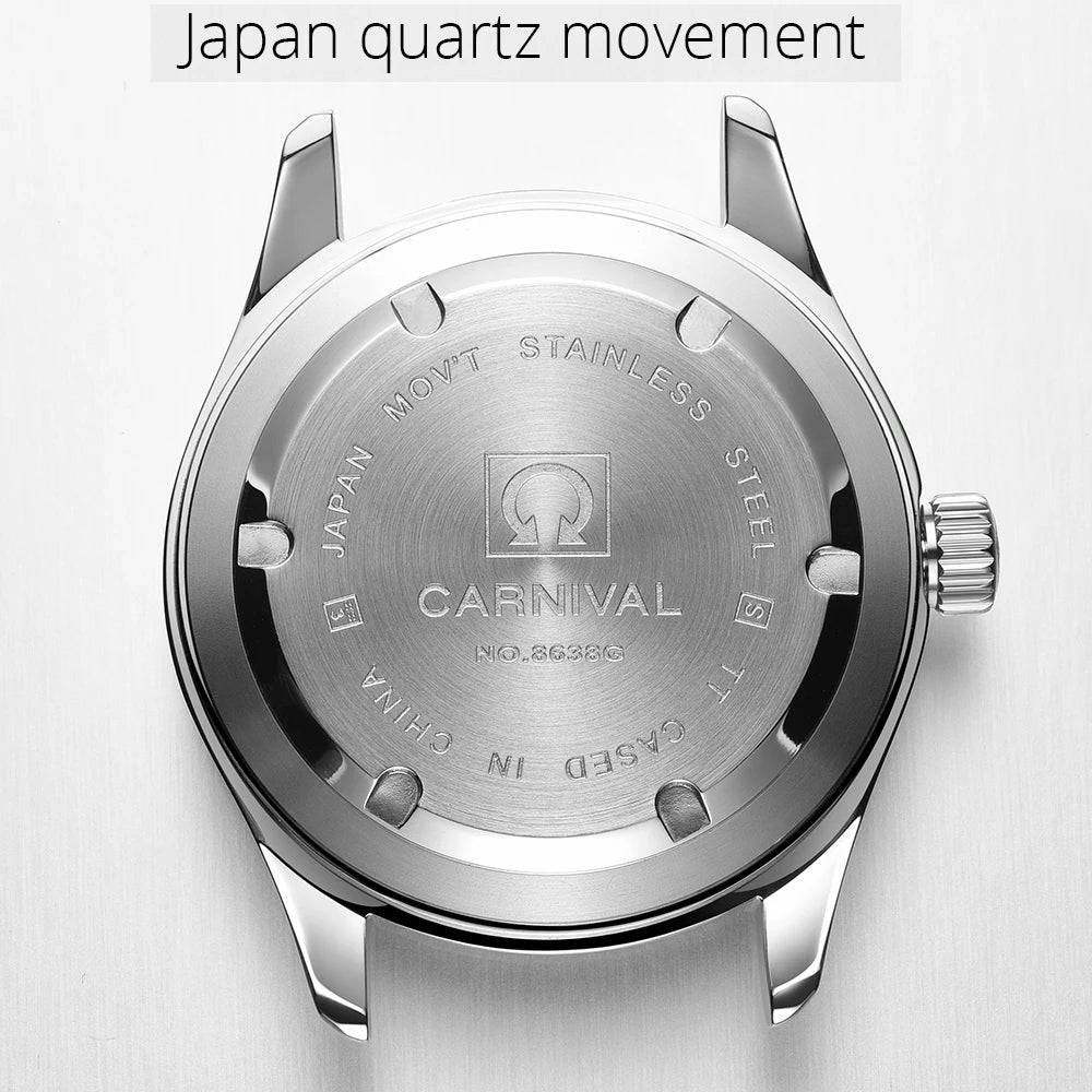 Luminous Watch Men 2020 CARNIVAL Mens Watches Top Brand Luxury Waterproof Sports Quartz Wristwatch Japan Movement Watch For Men