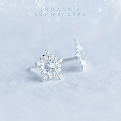 Zircon Snowflake Creative Inlaid Necklace Earring Sets For Women Girl teen Fashion 925 Sterling Silver Gift Christmas Jewelry Set