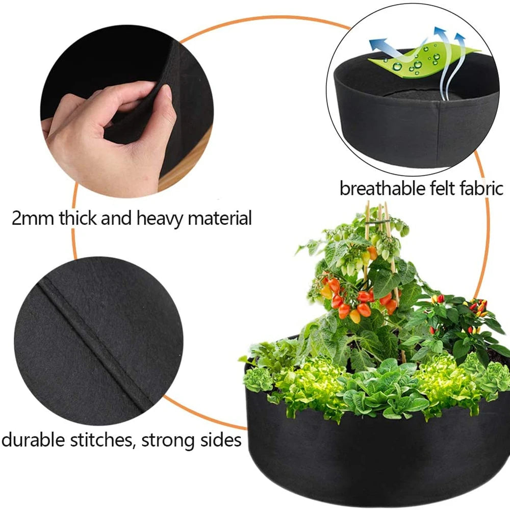 10/40/50/100 Gallons fabric garden raised bed round planting container grow bags fabric planter pot for plants nursery pot