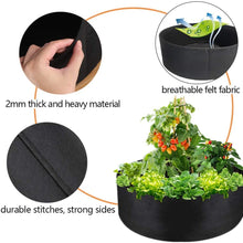 Load image into Gallery viewer, 10/40/50/100 Gallons fabric garden raised bed round planting container grow bags fabric planter pot for plants nursery pot
