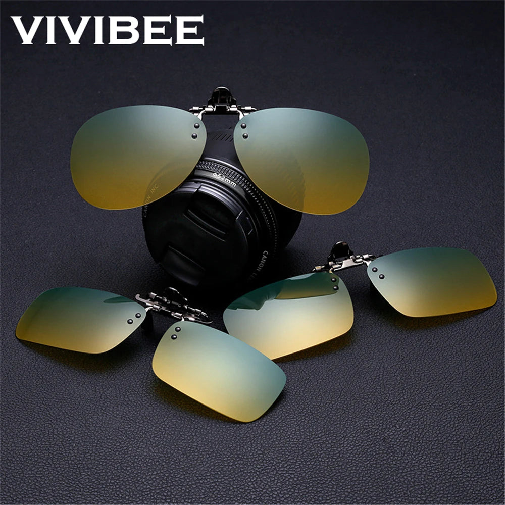 Day and Night Flip Up Clip On Sunglasses Polarized Driving Aviation Oversized S M L Size Yellow Green Lens Fishing UV400 Goggles
