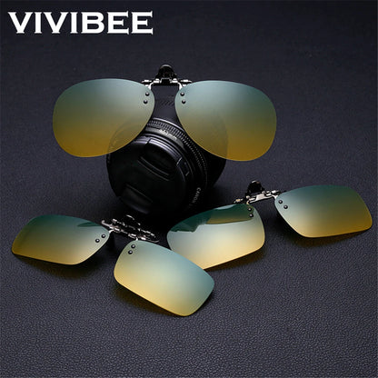 Day and Night Flip Up Clip On Sunglasses Polarized Driving Aviation Oversized S M L Size Yellow Green Lens Fishing UV400 Goggles