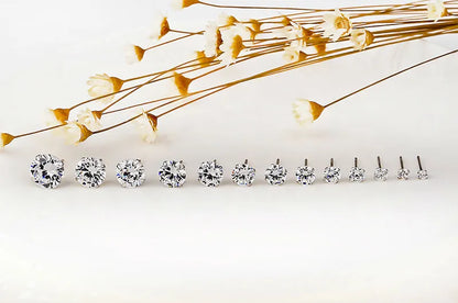 100% Real 925 Sterling Silver Earrings Luxury 6/7/8mm Round Lab Diamond Earrings Small Screw Stud Earrings