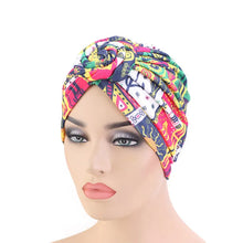 Load image into Gallery viewer, Women tie Turban Hat bohemian style cotton top knot turban african twist headwrap Ladies Hair Accessories India Hat Chemo Cap
