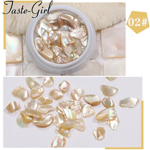 Load image into Gallery viewer, 1 Pot Nails Abalone Shell Fragments Texture Natural Sea Shell 3d Charm Nail Art Decoration Slice DIY Beauty Salon Tools new
