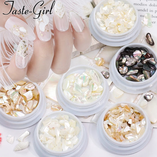 1 Pot Nails Abalone Shell Fragments Texture Natural Sea Shell 3d Charm Nail Art Decoration Slice DIY Beauty Salon Tools new