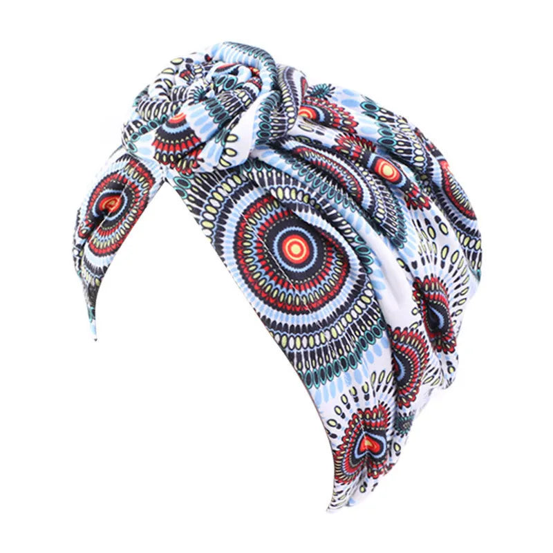 Women tie Turban Hat bohemian style cotton top knot turban african twist headwrap Ladies Hair Accessories India Hat Chemo Cap