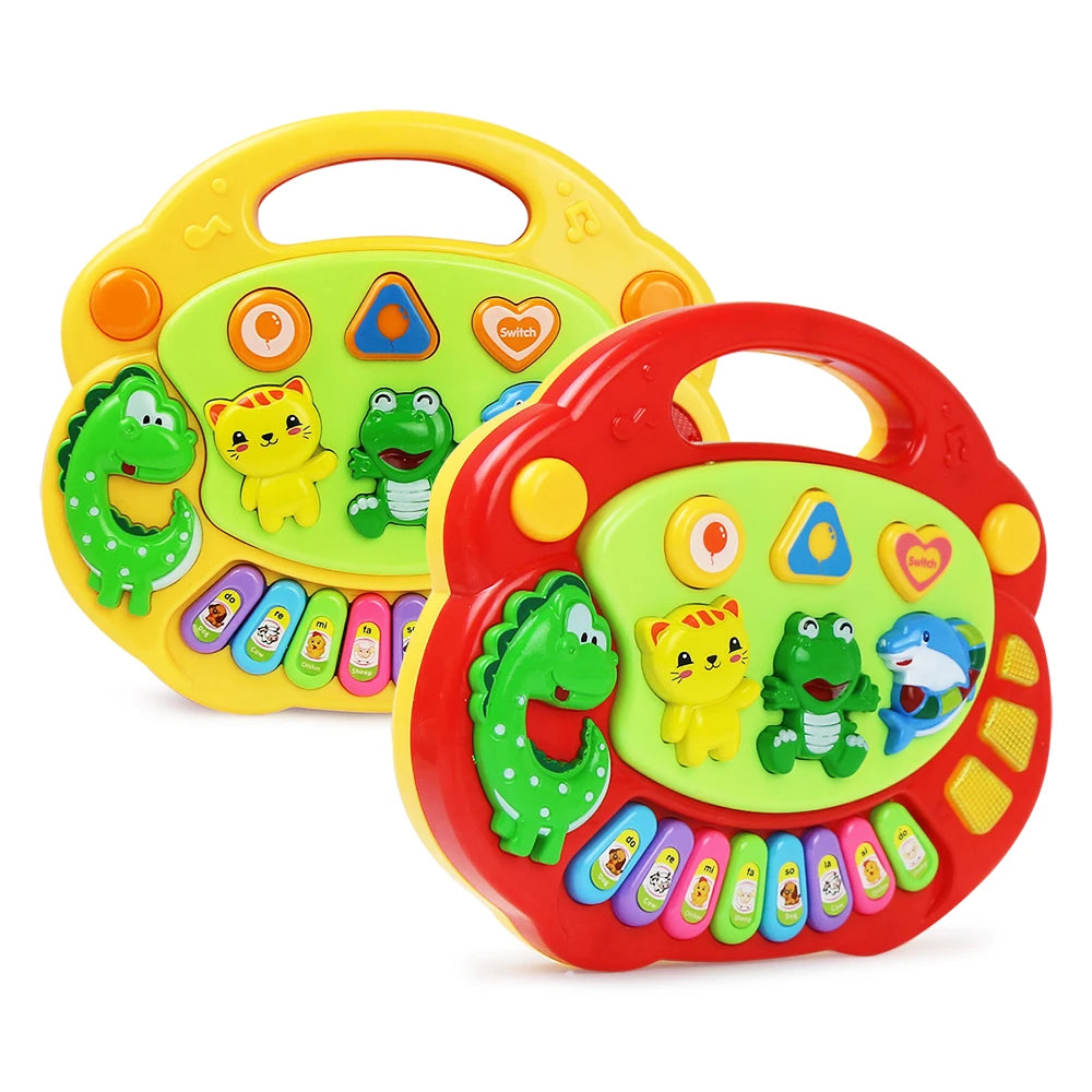 Kids Cartoon Piano Keyboard Game with Animal Sounds Flashing Light Music Baby Instrument Music Toys Educational Toys Kids Gifts