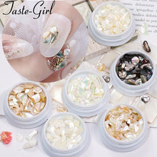Load image into Gallery viewer, 1 Pot Nails Abalone Shell Fragments Texture Natural Sea Shell 3d Charm Nail Art Decoration Slice DIY Beauty Salon Tools new

