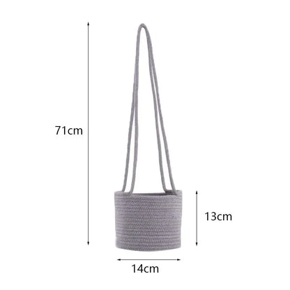 Garden Hanging Planter Woven Plant Storage Basket Indoor Outdoor Flower Holder Home Balcony Ornaments Flower Pot Patio Decor