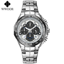 Load image into Gallery viewer, Sports Watches For Men Fashion Quartz Men Big Clock WWOOR Top Brand Luxury Military Full Steel Waterproof Chronograph Wristwatch
