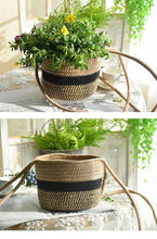 Load image into Gallery viewer, Garden Hanging Planter Woven Plant Storage Basket Indoor Outdoor Flower Holder Home Balcony Ornaments Flower Pot Patio Decor

