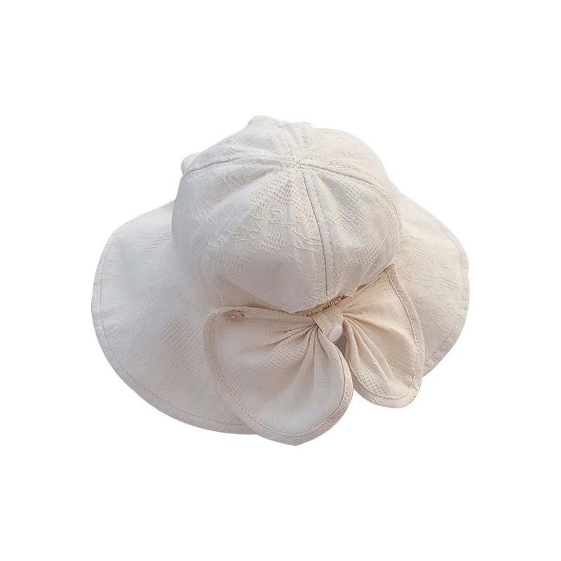 Princess Baby Hat for Girls Big Bow Summer Kids Bucket Hats Wide Brim Travel Baby Sun Cap Infant Accessories 1-3Y