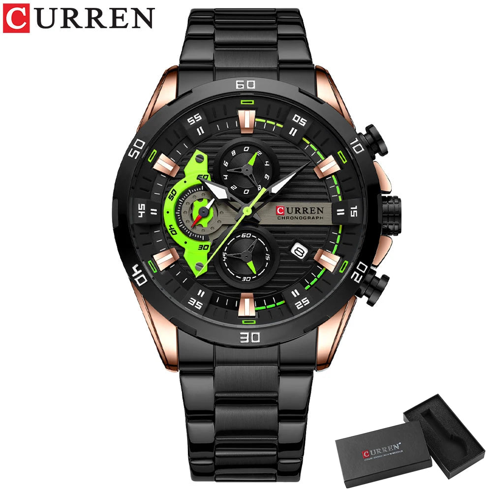 Watches For Men CURREN Man WristWatch Waterproof Chronograph Men Watch Military Top Brand Luxury StainlessSteel Sport Male Clock
