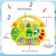 Load image into Gallery viewer, Kids Cartoon Piano Keyboard Game with Animal Sounds Flashing Light Music Baby Instrument Music Toys Educational Toys Kids Gifts
