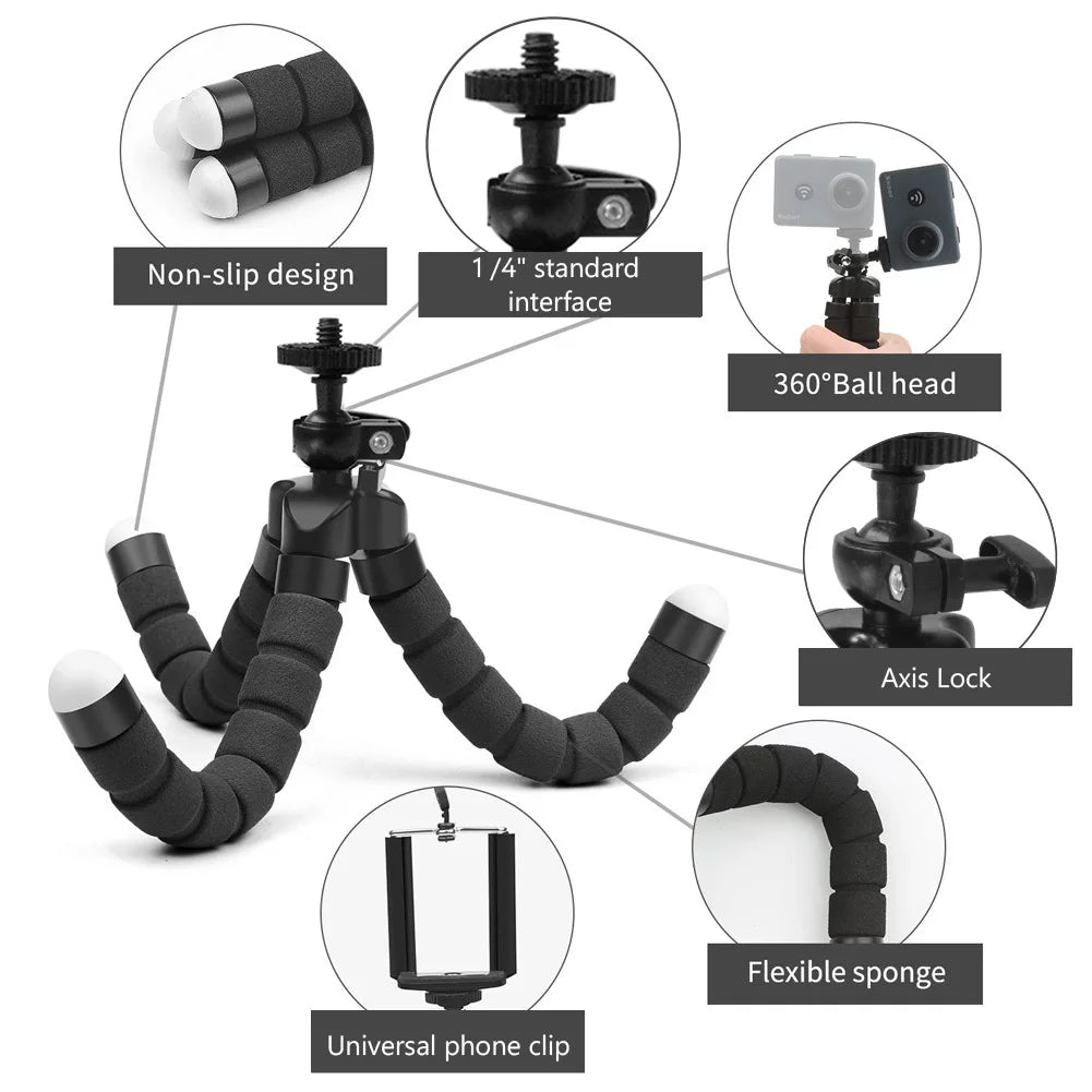 Camera Phone Tripod Portable Adjustable Stand Mount Holder Clip Bluetooth-compatible Remote Control For Cellphone Mobile Phone
