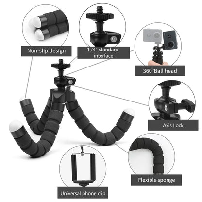 Camera Phone Tripod Portable Adjustable Stand Mount Holder Clip Bluetooth-compatible Remote Control For Cellphone Mobile Phone