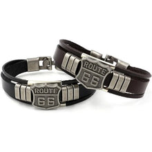 Load image into Gallery viewer, Trendy American Route 66 Printed Pattern Bracelet Men's Bracelet Metal Multilayer Leather Bracelet Accessories New Party Jewelry
