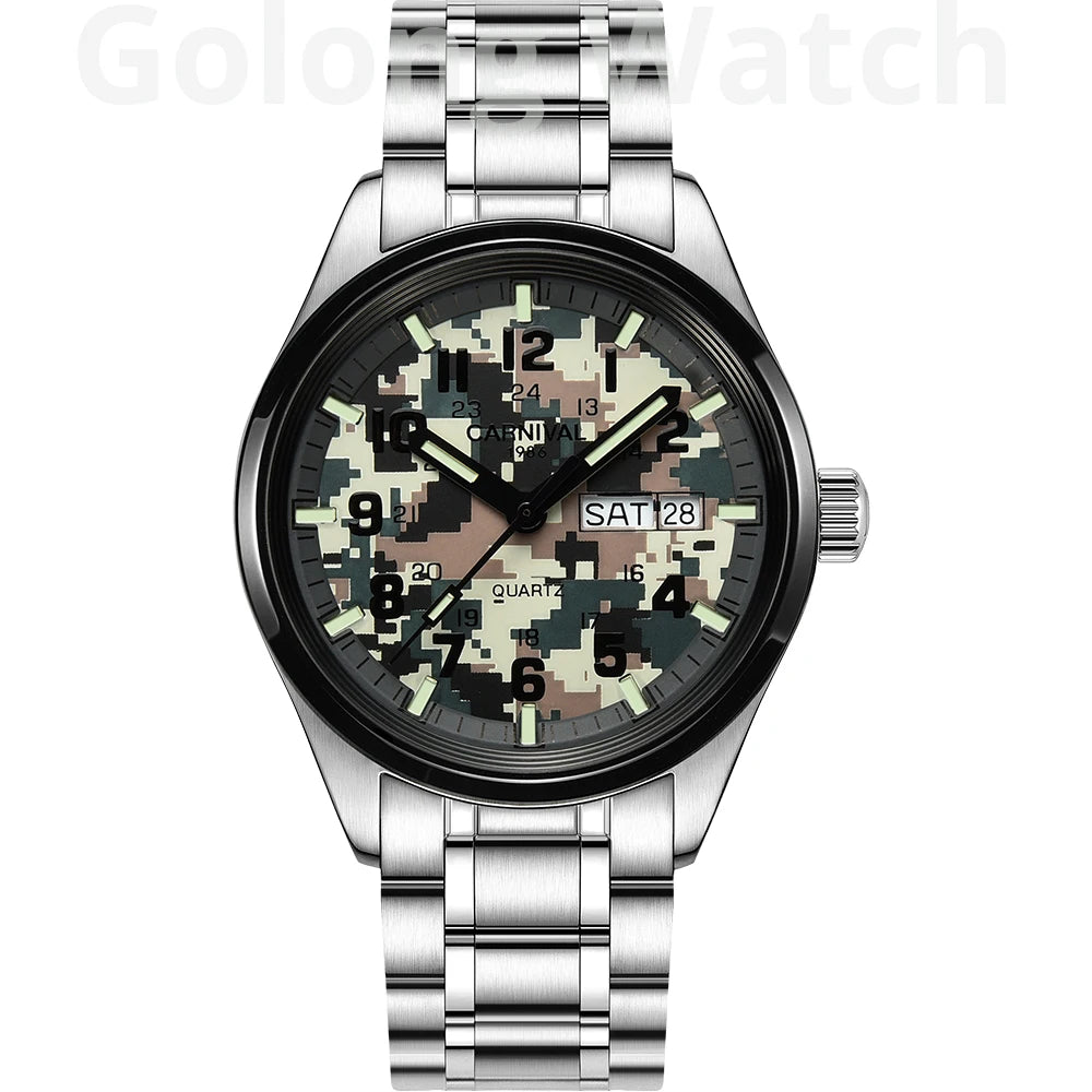 Luminous Watch Men 2020 CARNIVAL Mens Watches Top Brand Luxury Waterproof Sports Quartz Wristwatch Japan Movement Watch For Men